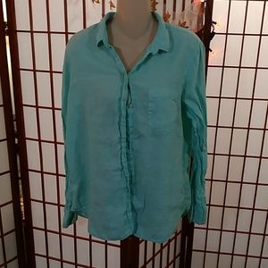J. Crew Blouse, Distressed, Aquamarine